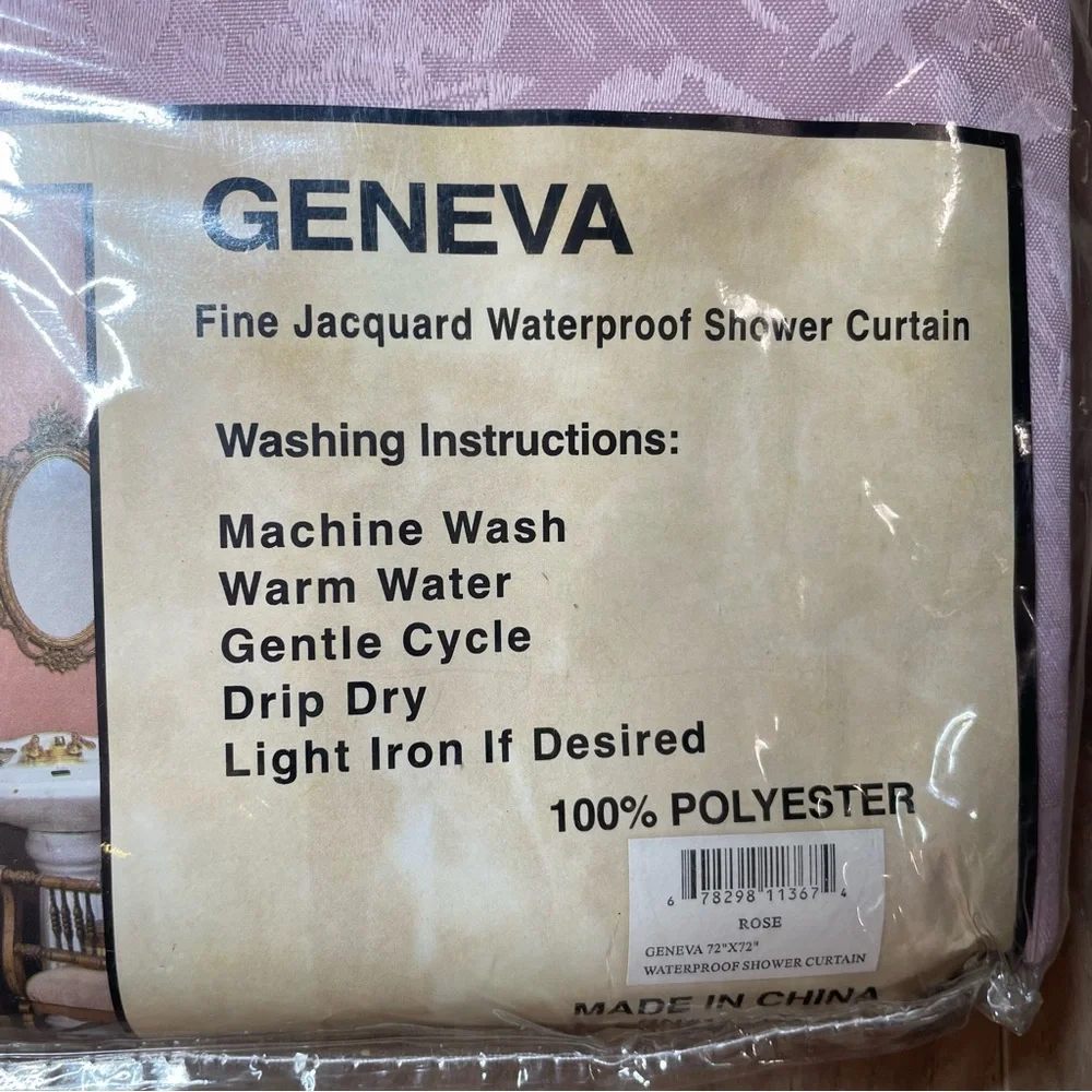 NWT Geneva‎ Rose Waterproof Shower Curtain